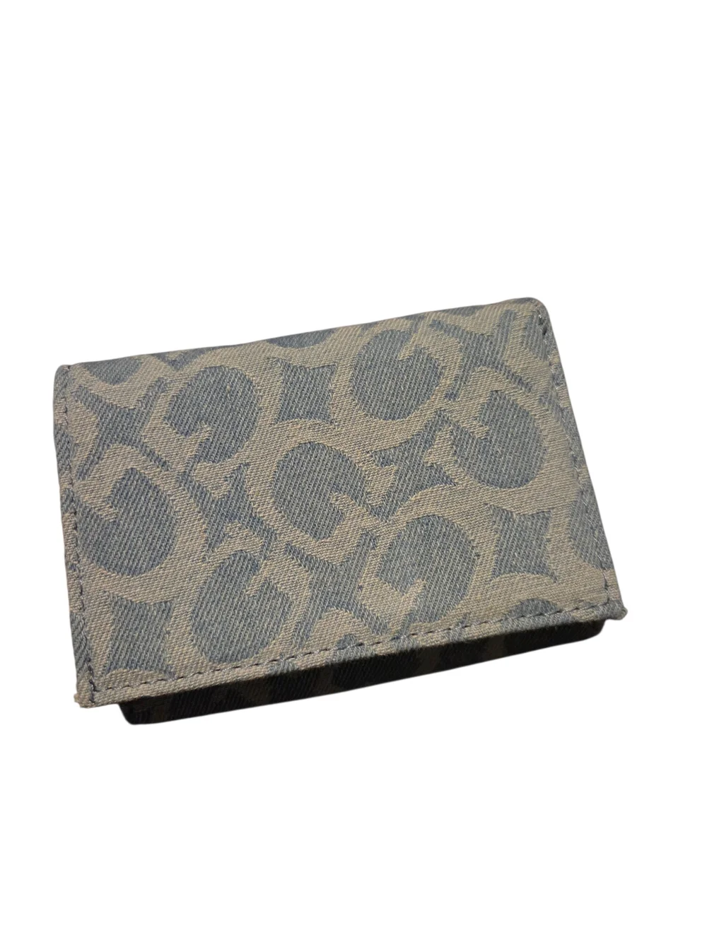 GUESS Cherry Embroidered Denim Compact Wallet